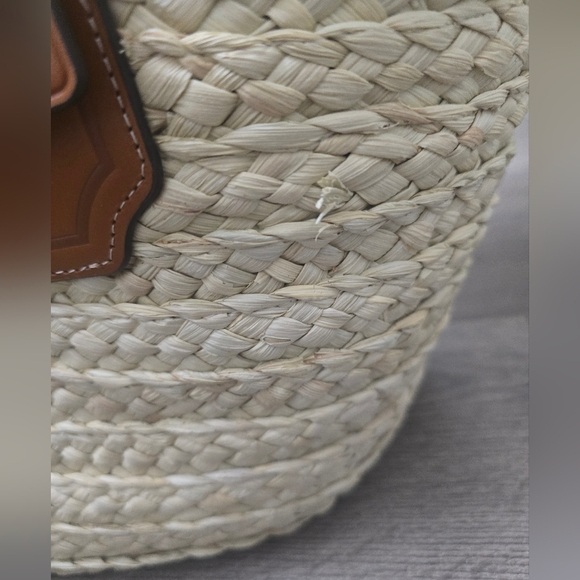 Coach Structured Straw Large Basket Tote Natural/Burnished Amber Cottagecore - Picture 4 of 15